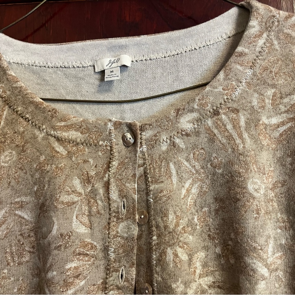 J. Jill Beige Floral Cardigan